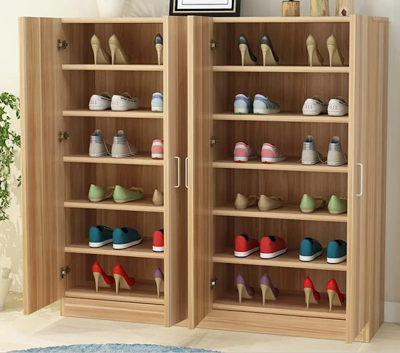 Wooden Panel Type Economical Lobby Storage Cabinet Shoe Box