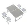 4ft Folding Dining Table Set Aluminum Alloy Frame MDF Desk Top foldable camping beach table with 4 chairs for outdoor party