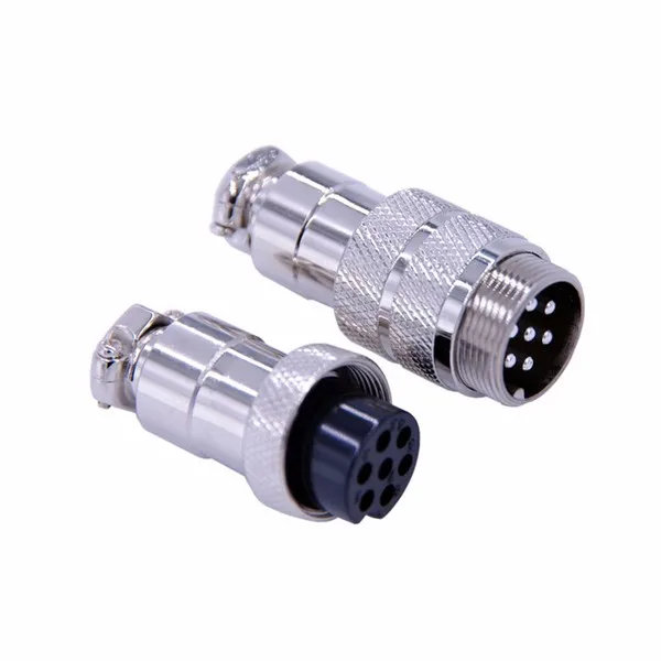 Square Flange Aviation Plug GX12 4 Pin Speaker Wire Connector, View