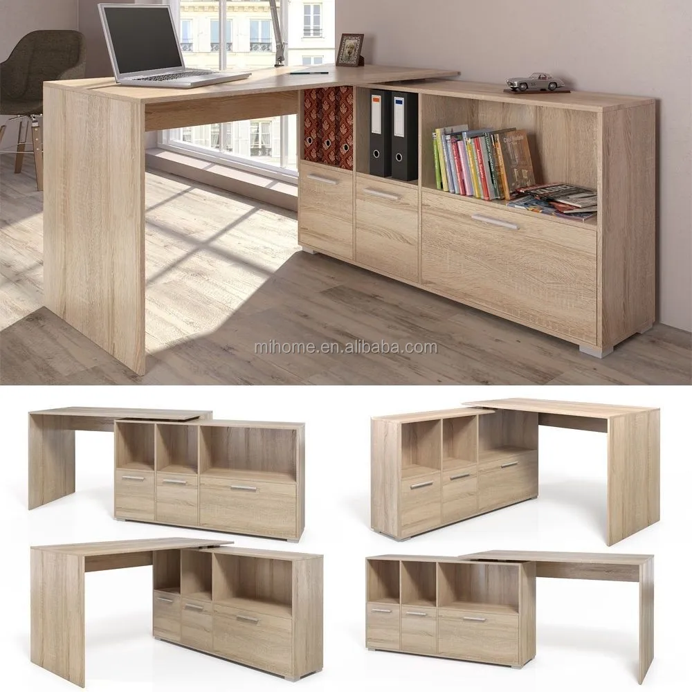 White Oak Wood Corner Computer Pc Work Desk Home Office Study Furniture Table Product On Alibaba