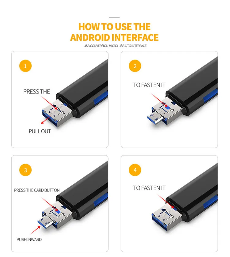 DKQ05 3 in 1 USB 2.0& Type C & Micro USB OTG TF Memory Multi Magnetic Card Reader for Samsung Huawei - ANKUX.COM