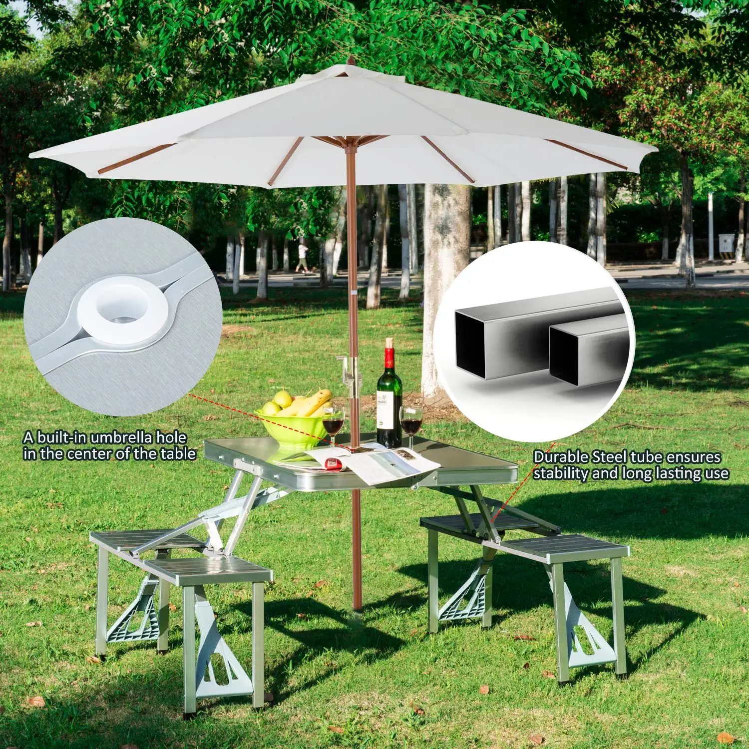 Portable Folding Camping Picnic Table Party Outdoor Garden BBQ Chairs Stools Set 