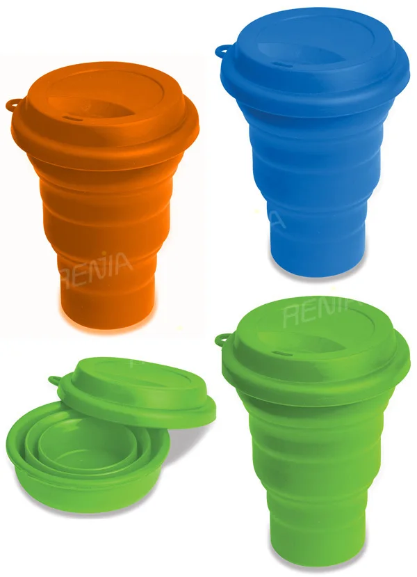 Water Cup- BPA Free FDA Approved 2-Pack DeDz Collapsible Cup,Silicone Travel Water Cup Folding Camping Cup Lids 
