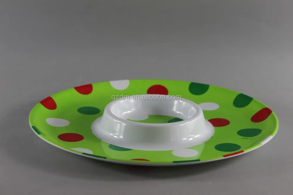 2016 Xmas Melamine Chip And Dip Plate