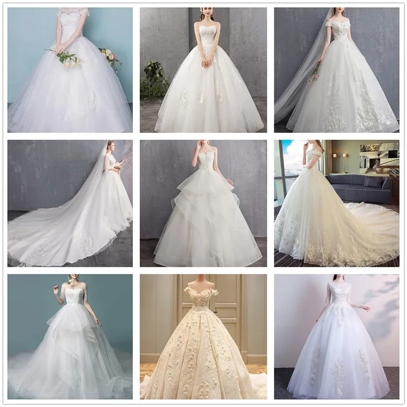 Promotion Lace Applique Cathedral Train Wedding Dress Bridal Gown