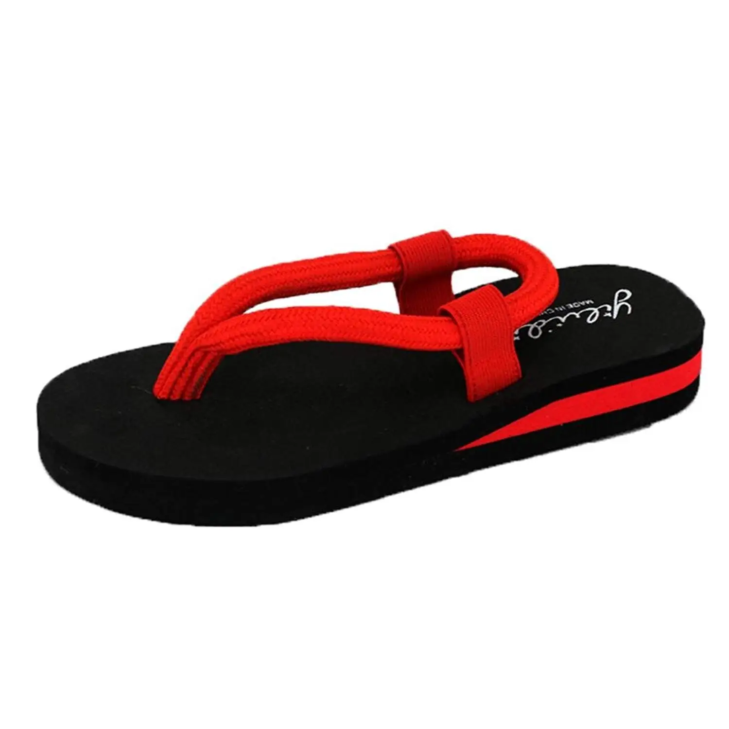 red flat slide sandals