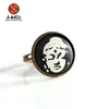 Laser engraving custom made black marble stone ring for men gift