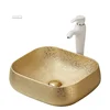 big round gold plated countertop traditional bathroom sink wash basin