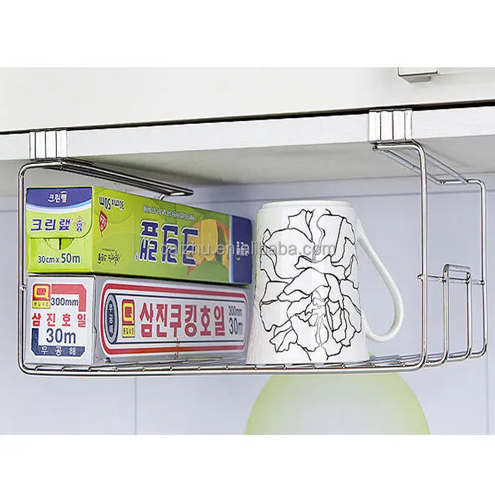 Multi-funcional bajo estante portavasos plato, almacenaje de la cocina