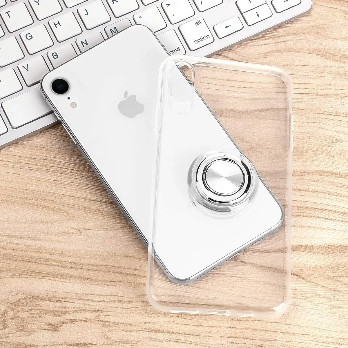 XR phone case ring holder clear cover TPU protective shell phone cover thin case for iPhone XR