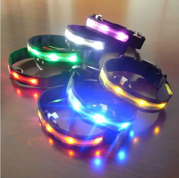 high quality DIY sexy zebra stripe multicolor nylon led pet cat dog collar lights dog led collar light