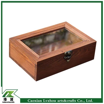 wooden box with glass lid