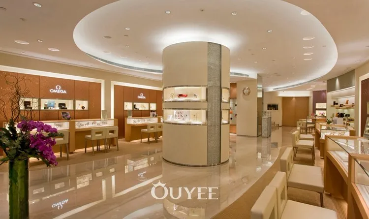 零售瑞士珠宝钟表商店家具,现代钟表商店装饰,定制手表展示柜出售