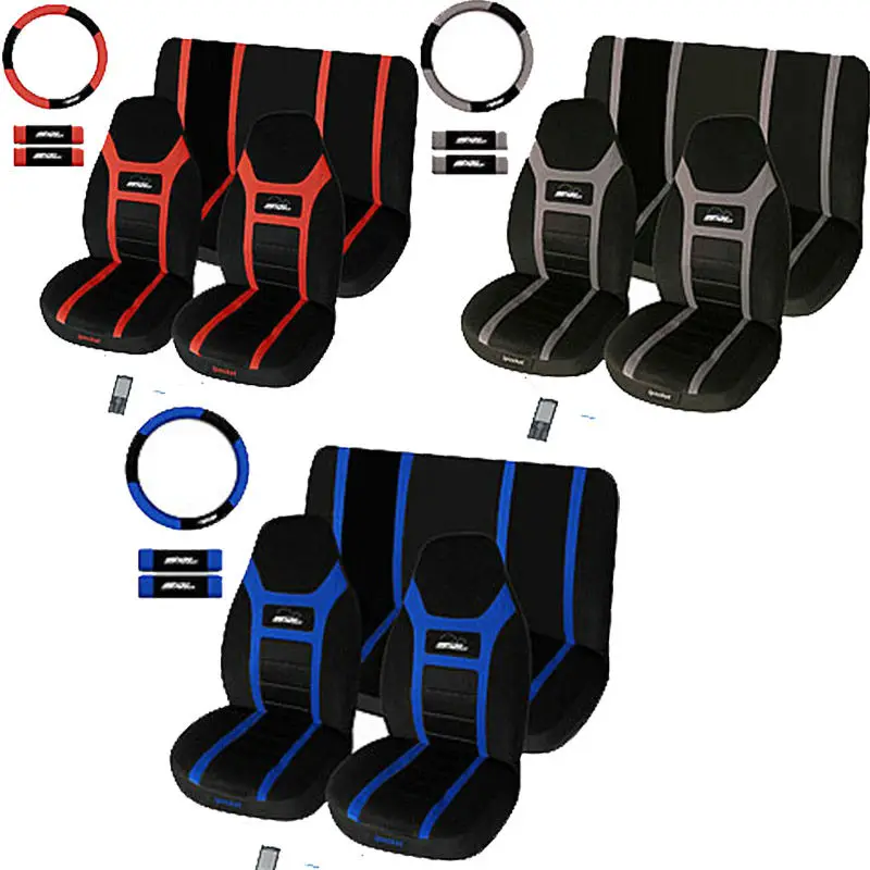 Universal Fitting Black And Blue Super Speed 7piece Seat Cover Set