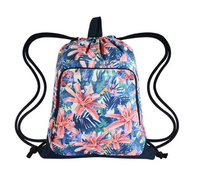 calico drawstring bag