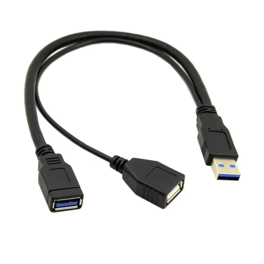 
USB 3.0 Male to Dual USB Female Extra Power Data Y Extension Cable for 2.5