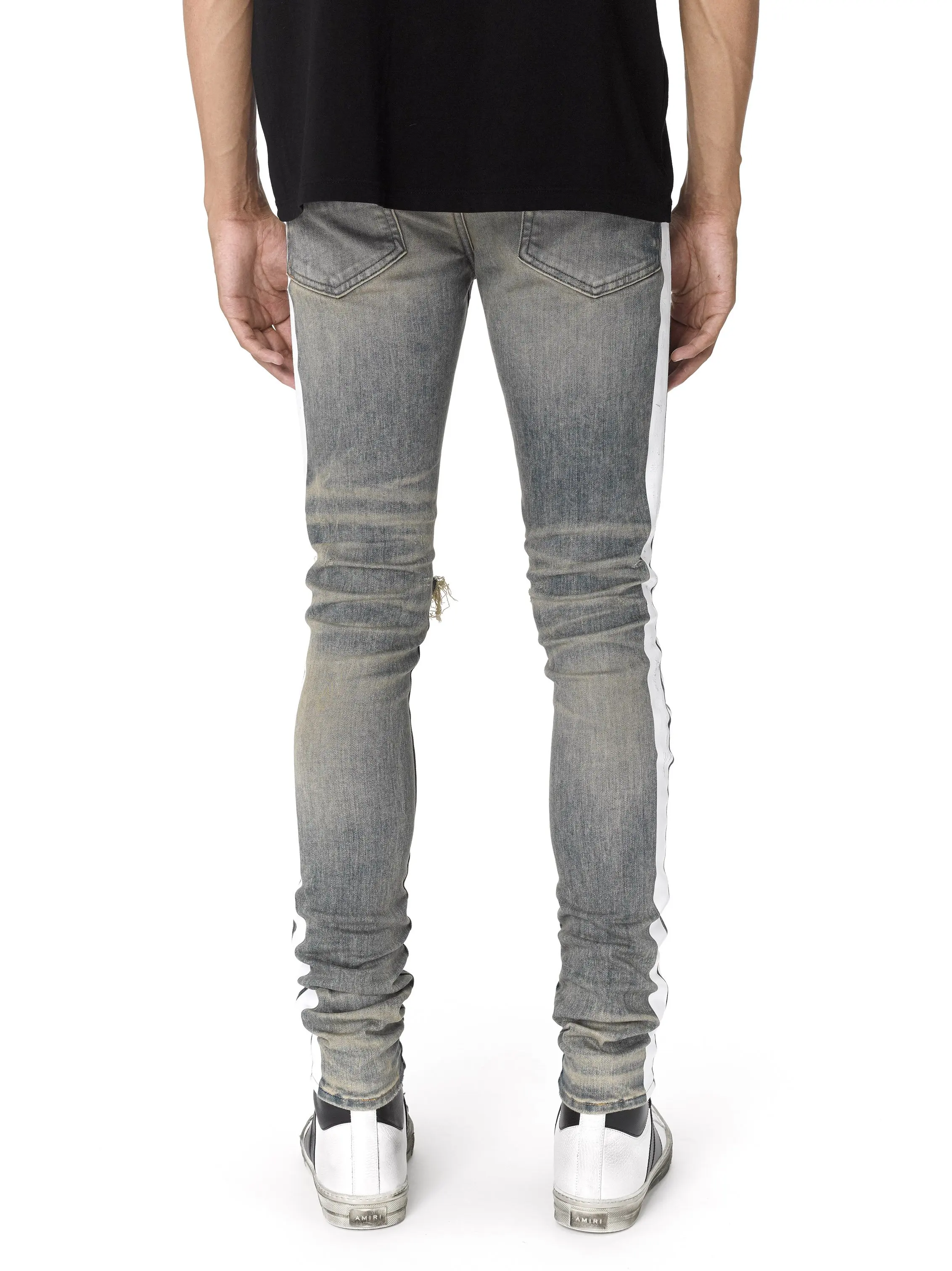 Oem High Class Ripped Denim Scratch Track Black Clothes Manufacturer