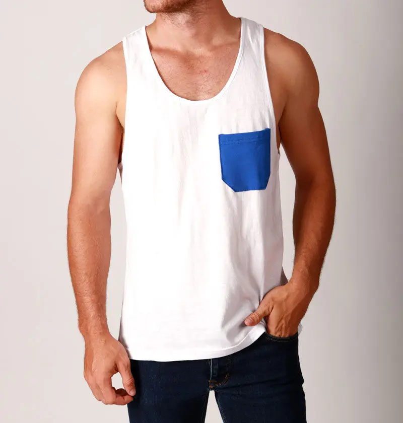Loose Fit Tank Tops For Men With Contrast Pocket Buy Loose Fit Tank Tops For Men,Pocket Tank