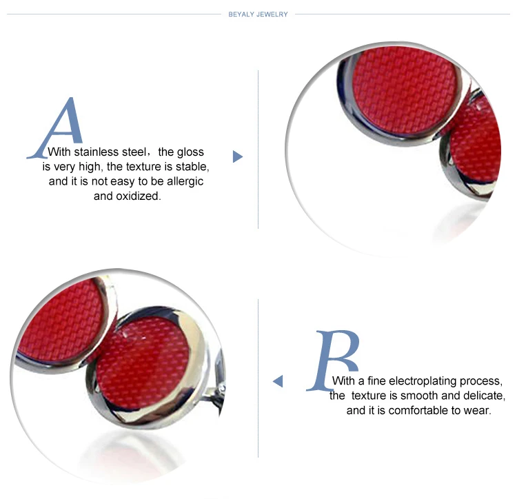 Scarlet enamel round customized father of the bride cufflinks