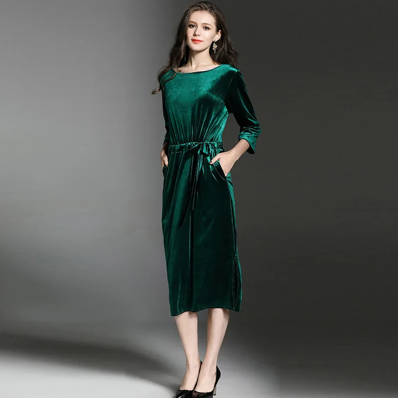 red velvet evening dress