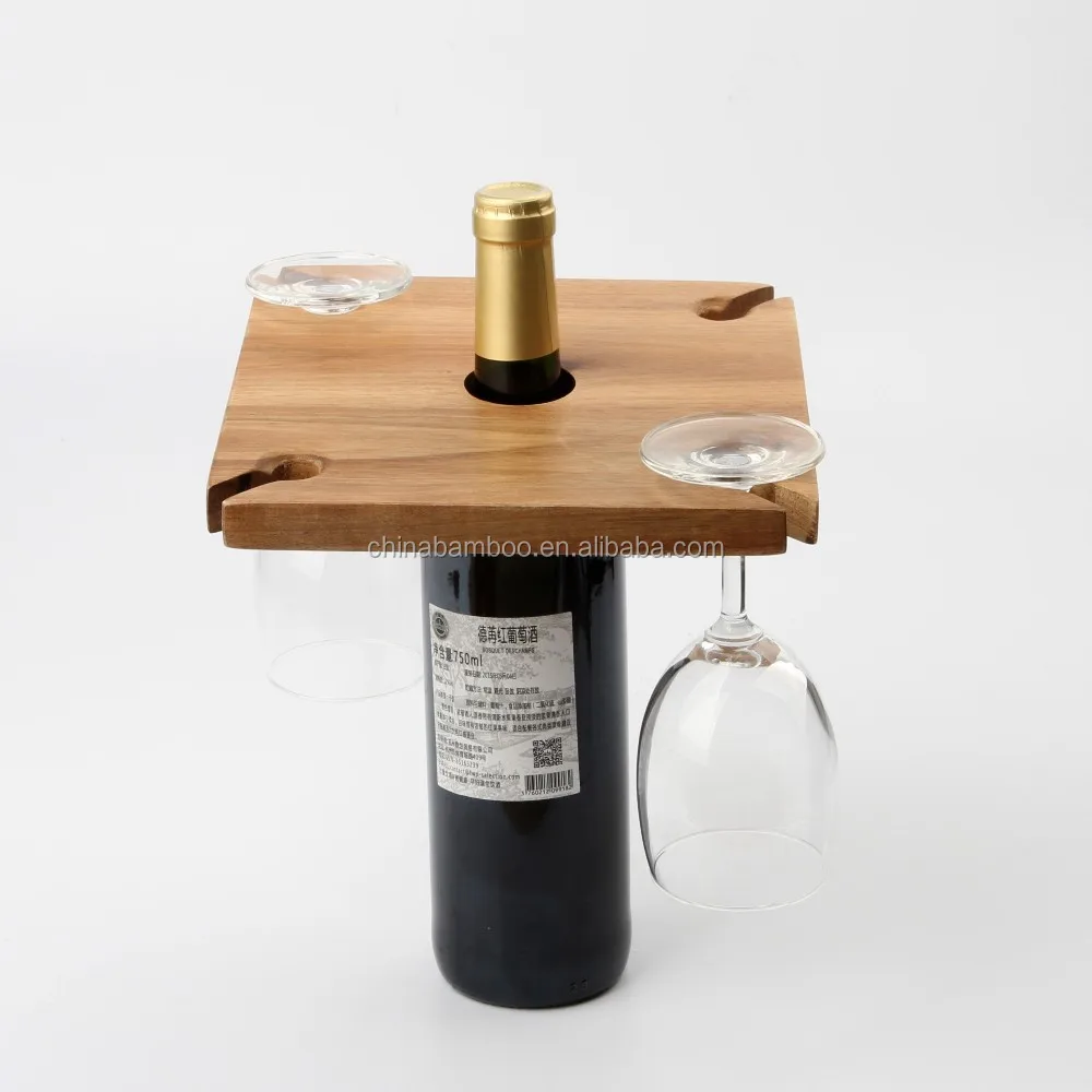 Bamboo Wine Bottle Holder,Wooden Wine Bottle And Glass Holder,Wood Wine