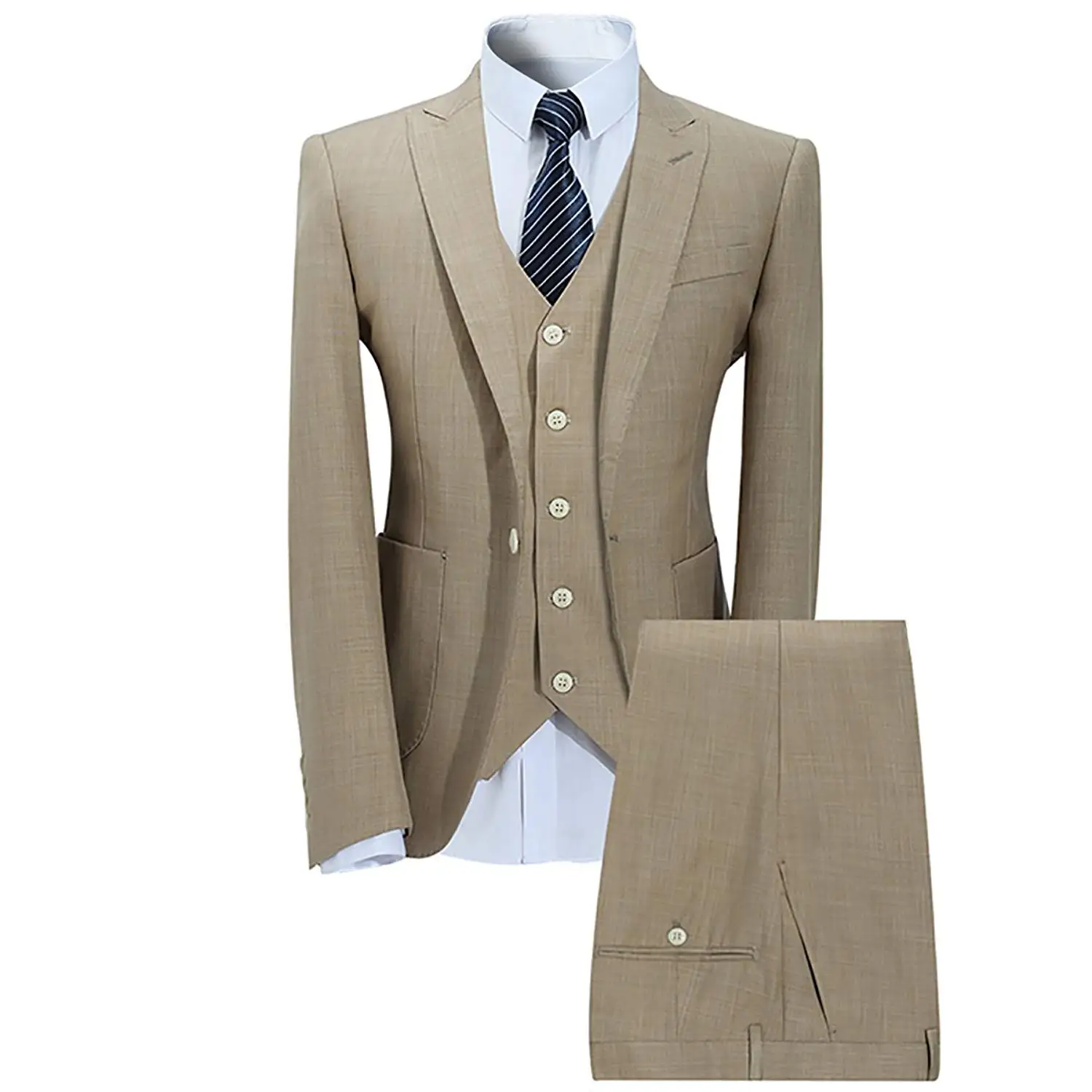 Mens 3 Piece One Button Weeding Casual Slim Fit Dress