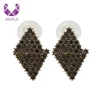 AIDAILA Vogue Fashion Women Double Side Triangle Pave Rhinestone Diamond Stud Earrings