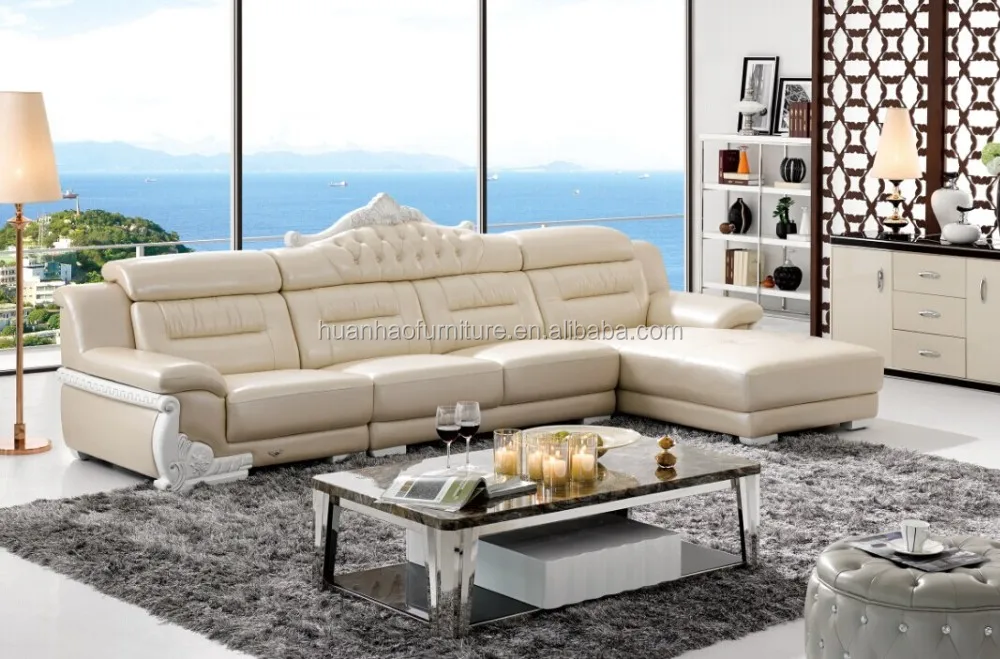 Latest Alibaba White Sectional Leather Sofa With Crown S081 Alibaba White Sectional Leather Sofa