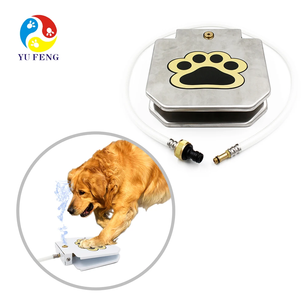 Outdoor Automatic Dog Water Paw Fountain With 41" Hose Pet Stepon