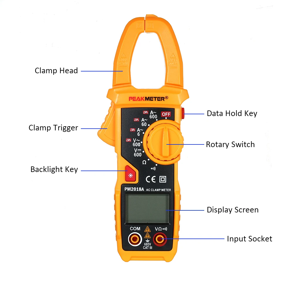 6000 Counts Digital Ac Clamp Meter With Low-pass Filter Test Pm2018a ...