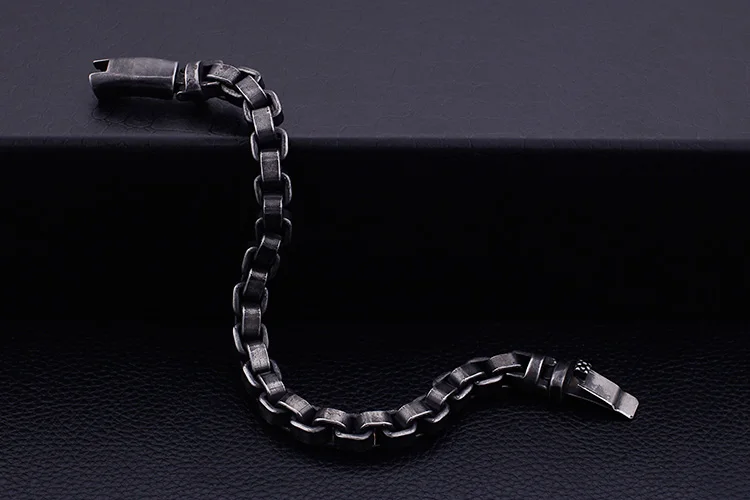 KALEN 316 Stainless Steel 22CM Brushed Box Link Chain Bracelets For Men