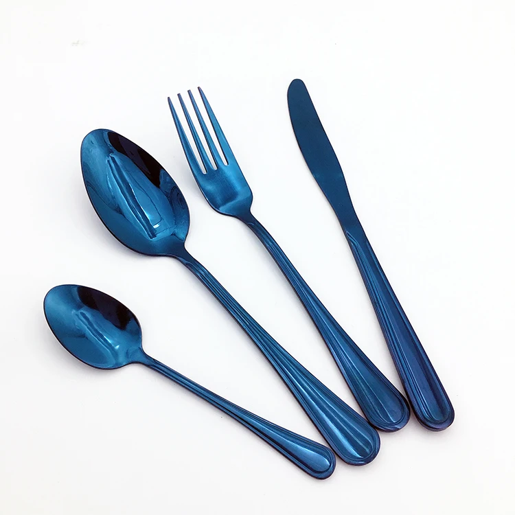 Factory Wholesale Stainless Steel Blue Cutlery Set In Flatware Set