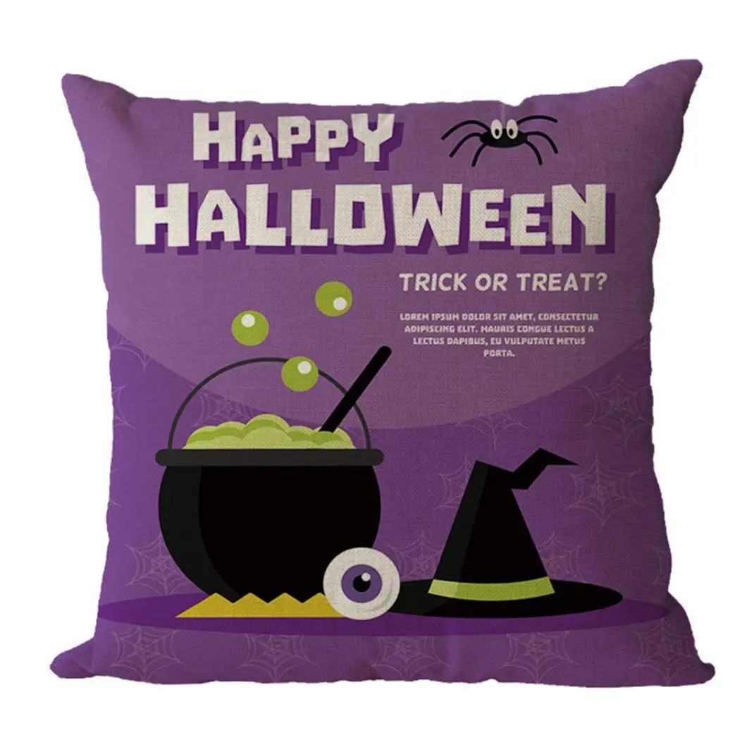 MaxFox Happy Halloween Geometric Design Throw Pillow Cover 18 x 18 Inch Cotton Blend Pillow Cover for Sofa Bedroom Car Decor