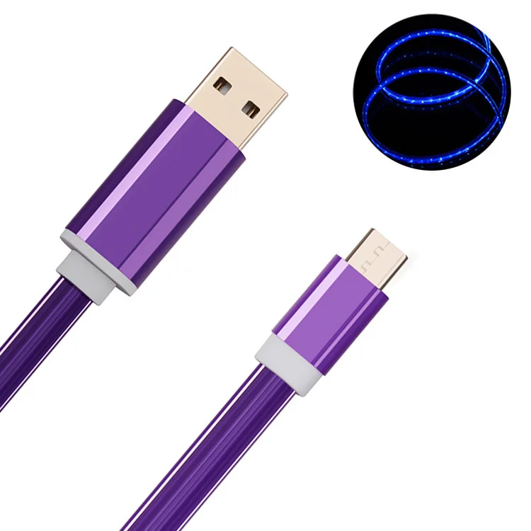Led Light Usb Cable Sync Data And Charge USB Micro Type c cable For Android Cellphone