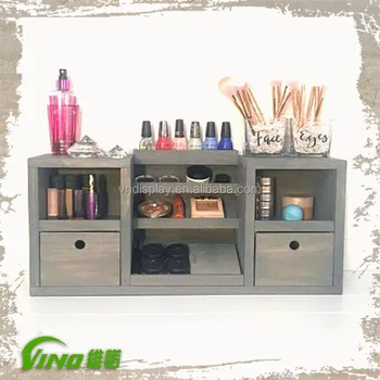 Handmade Brush Makeup Station Display Wooden Stand Makeup Beauty