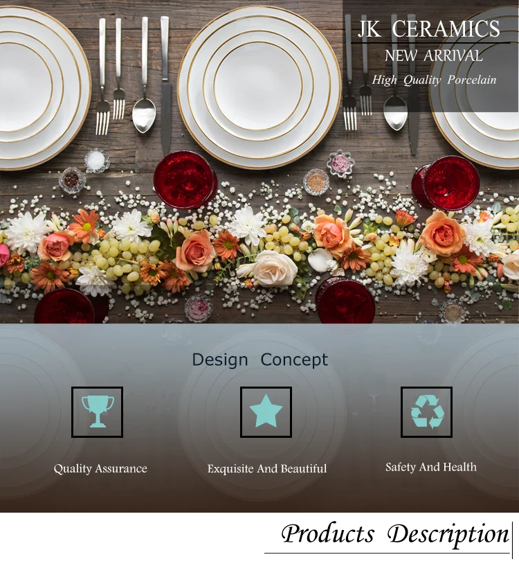 Wholesale Bone Ceramic Plate Set Wedding Charger Plates Dubai Gold Rim