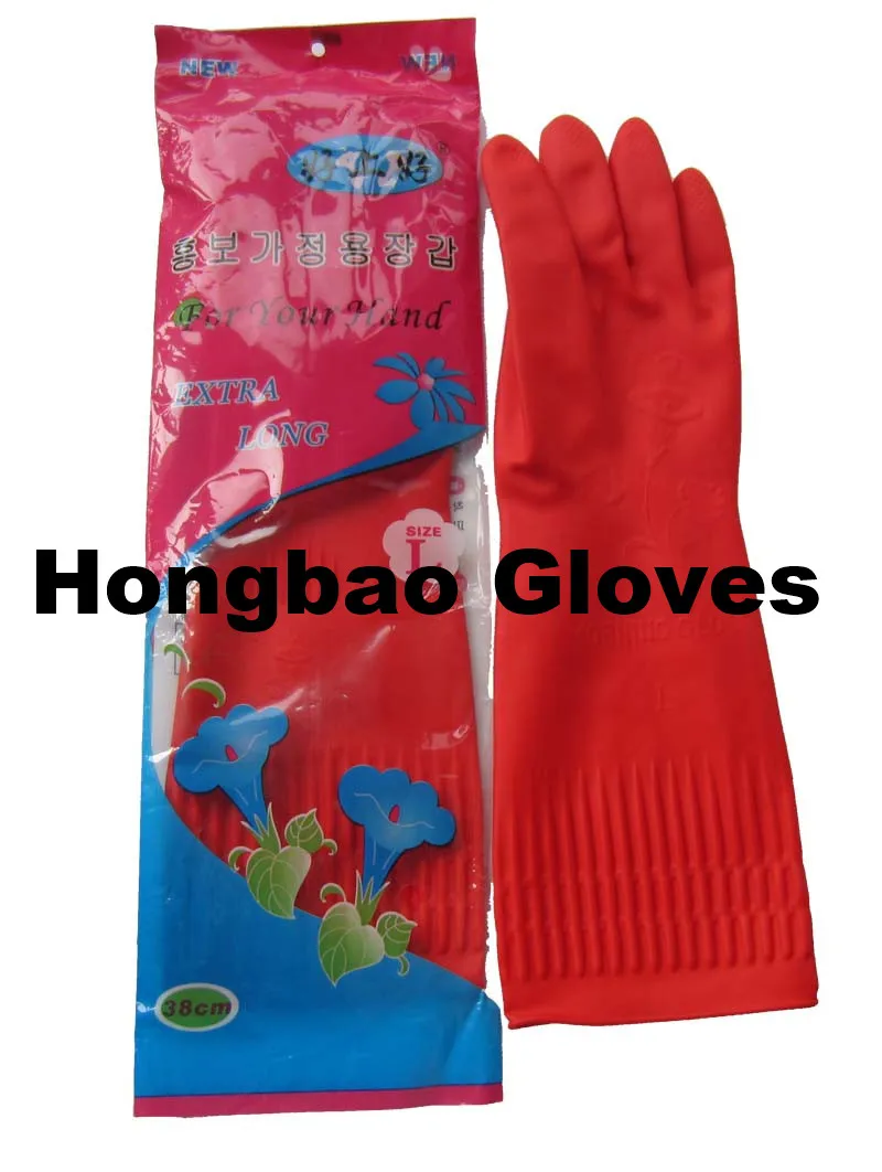 110g Extra Long Sleeve Korea Household Cleaning Waterproof Latex Gloves