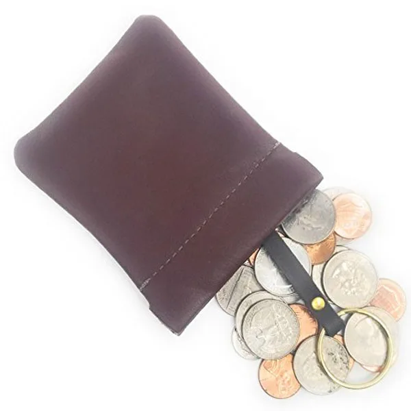 Wholesale Classic Leather Squeeze Coin Purse Change Holder With Key Ring For Men - Buy Squeeze ...