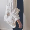 Lace fabric decorative canvas lined handbag