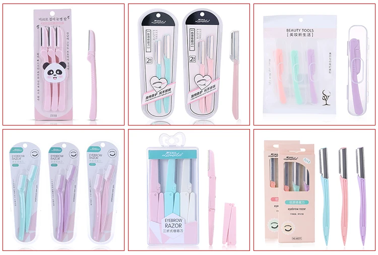 New design 3pcs Eyebrow Razors Face Hair Remover Shaver Trimmer Shaper Wholesale Transparent Facial Eyebrow Razor For Women A947