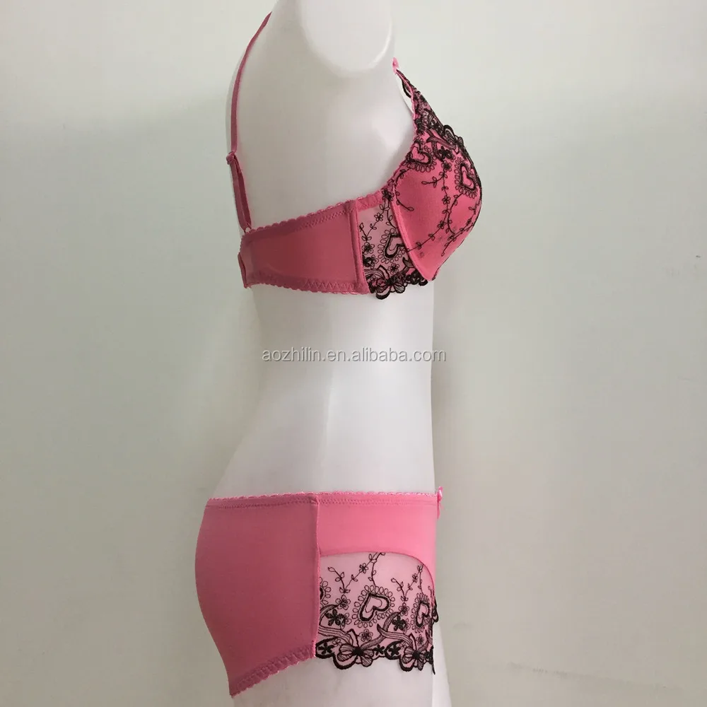 Fashion Basic 2017 Nice Sexy Designer Bra And Panty Set With Satin Bow