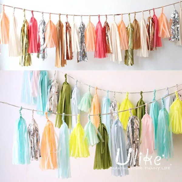 New Hanging Decorative Tissue Paper Tassels Garland For Christmas