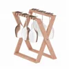 Natural Eco-friendly Wood Bamboo Folding Kitchen Wine Glass Rack Drying Holder Cup Organizer