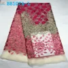 BB1074-1 New style china supplier stock high quality net lace pink color kids dress fabric