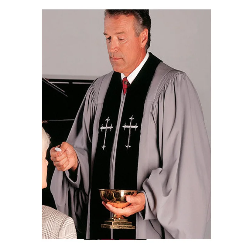 Custom High Quality Priest Robes With Velvet Panels And Stripes Church ...