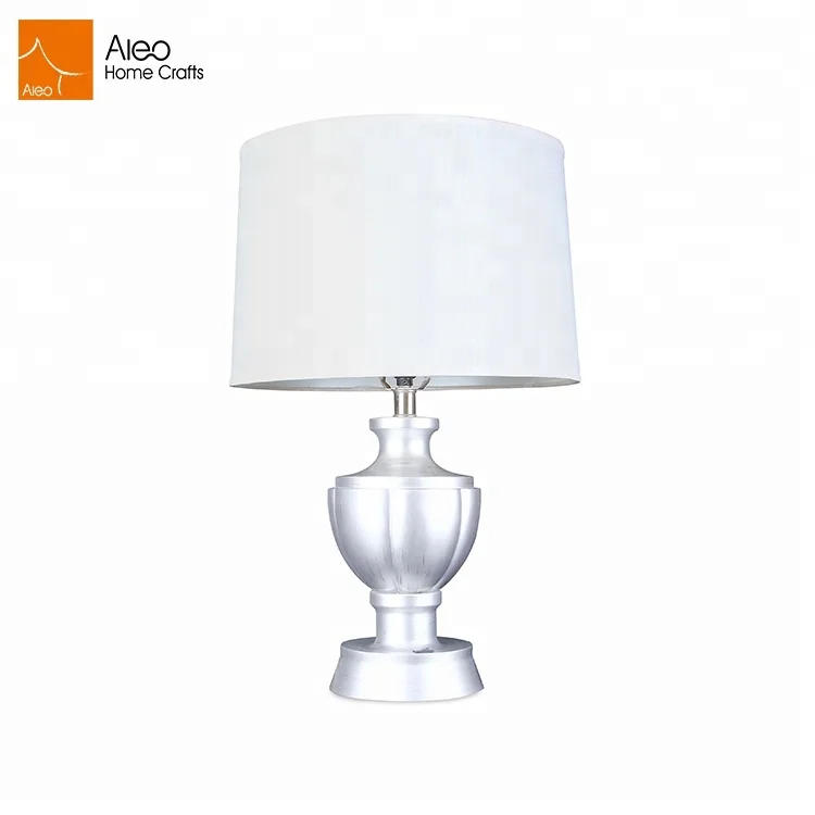 E26 Socket Hotel Popular Silver LED Bedroom Bedside Table Lamp Lighting Cfl