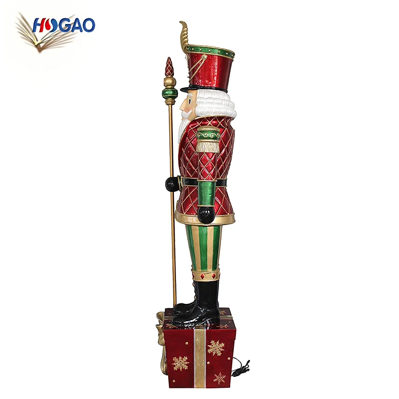 China Supplier Wholesale Decorative Multi Led Light Christmas Soldier Life Size Resin Nutcracker