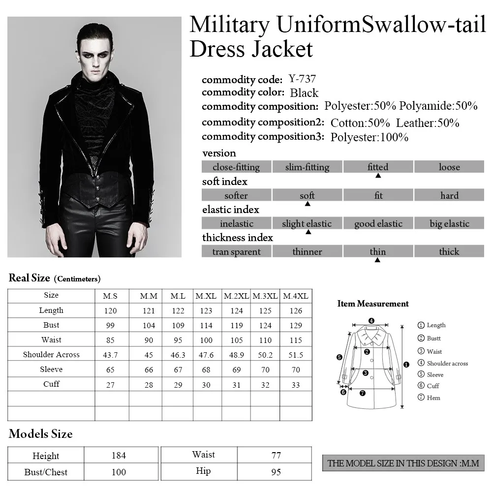 Y-737 Gothic Gown men velvet jacket swallow-tailed dress jackets
