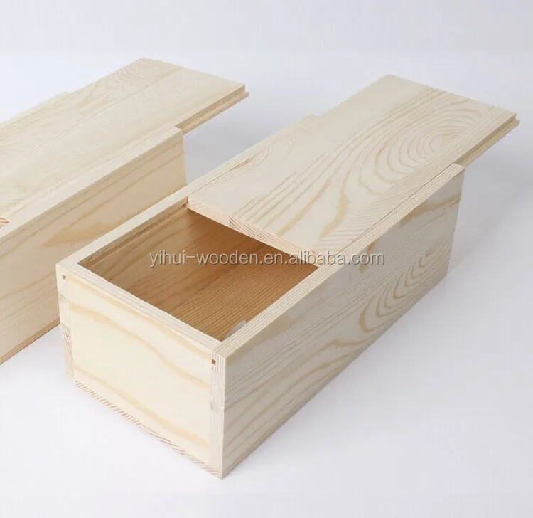 Custom Made Unfinished Cheap Wooden Storage Boxes With Sliding Lid