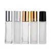 Mini travel empty custom 8ml 10ml black cobalt blue roll on glass perfume bottle with stainless roller ball